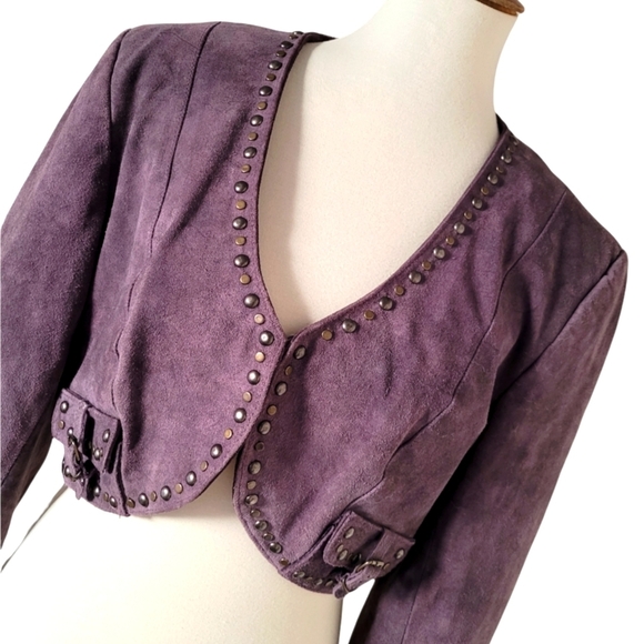 Double D Ranch Vintage Purple Suede Studded Cropped Bolero Corset Jacket - Picture 4 of 10
